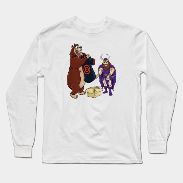 Minnesota Vikings Fans - Kings of the North vs Target Practice Cubbies Long Sleeve T-Shirt by JustOnceVikingShop